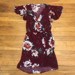 Band of Gypsies Maroon Floral Dress